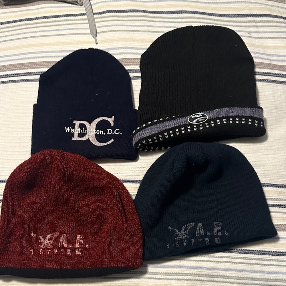 American Eagle Outfitters Black and Red Beanies